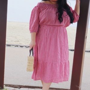 Old Navy Dresses - Plus Size Gingham Red and White Midi Dress Old Navy Dresses - Plus Size Gingham Red and White Midi Dress